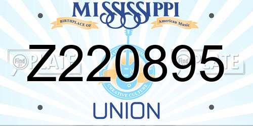 Z220895 Mississippi License Plate