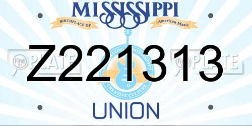 Z221313 Mississippi License Plate