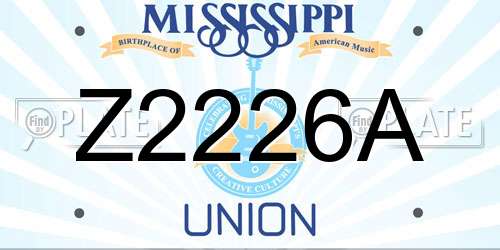 Z2226A Mississippi License Plate