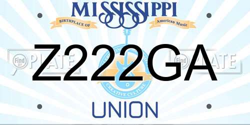 Z222GA Mississippi License Plate