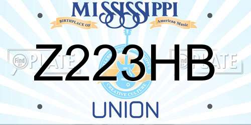 Z223HB Mississippi License Plate