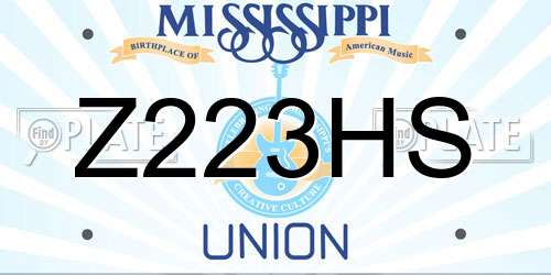 Z223HS Mississippi License Plate