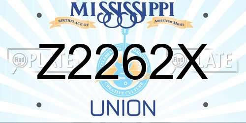 Z2262X Mississippi License Plate