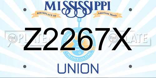 Z2267X Mississippi License Plate