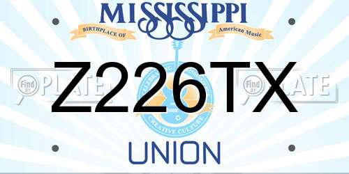 Z226TX Mississippi License Plate