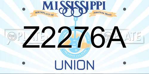 Z2276A Mississippi License Plate