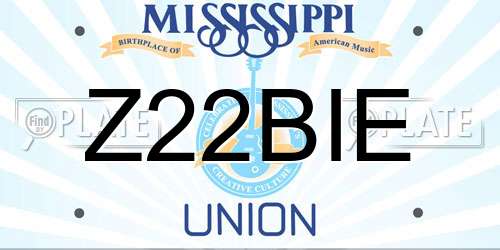 Z22BIE Mississippi License Plate