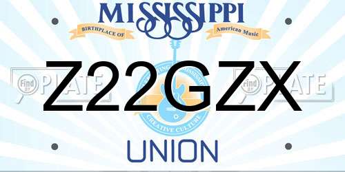 Z22GZX Mississippi License Plate