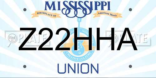 Z22HHA Mississippi License Plate