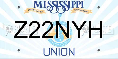 Z22NYH Mississippi License Plate