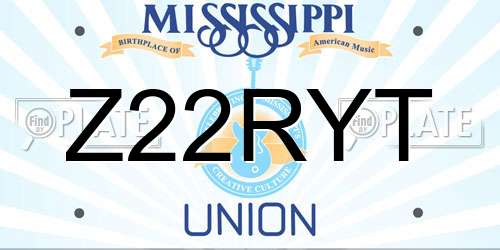 Z22RYT Mississippi License Plate