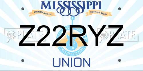 Z22RYZ Mississippi License Plate