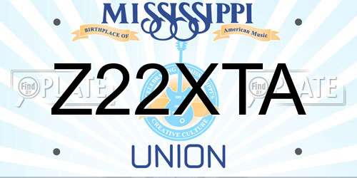 Z22XTA Mississippi License Plate