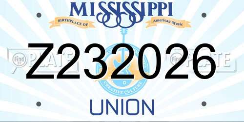 Z232026 Mississippi License Plate