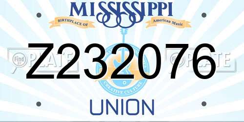 Z232076 Mississippi License Plate