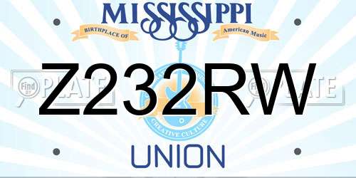Z232RW Mississippi License Plate
