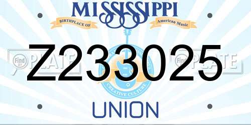 Z233025 Mississippi License Plate
