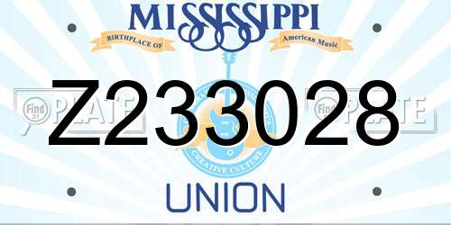 Z233028 Mississippi License Plate
