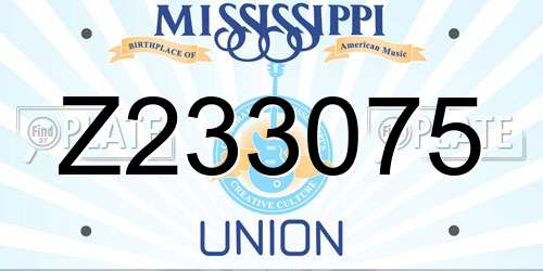 Z233075 Mississippi License Plate