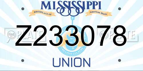 Z233078 Mississippi License Plate
