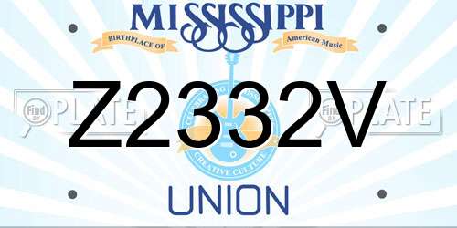 Z2332V Mississippi License Plate