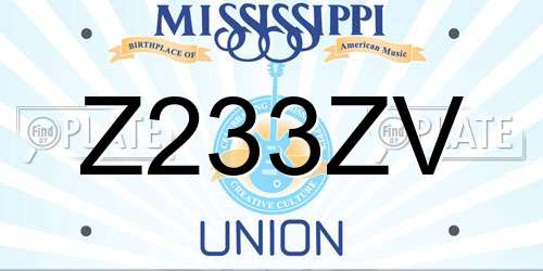 Z233ZV Mississippi License Plate