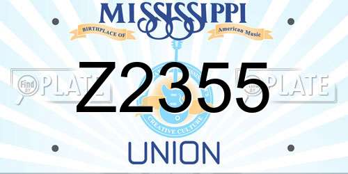 Z2355 Mississippi License Plate