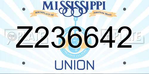 Z236642 Mississippi License Plate