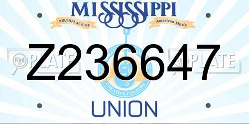 Z236647 Mississippi License Plate
