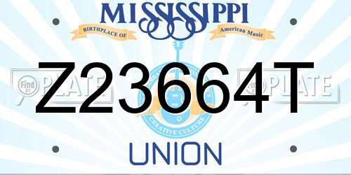 Z23664T Mississippi License Plate