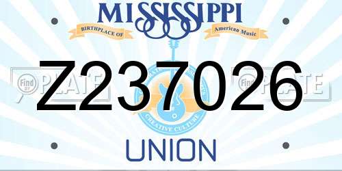 Z237026 Mississippi License Plate