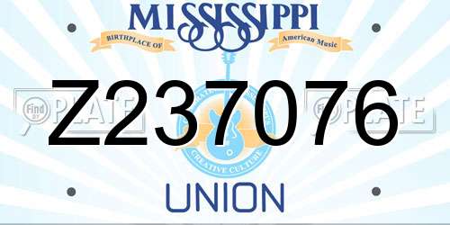 Z237076 Mississippi License Plate
