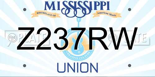 Z237RW Mississippi License Plate