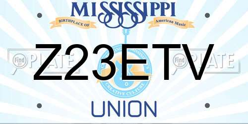 Z23ETV Mississippi License Plate
