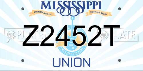 Z2452T Mississippi License Plate