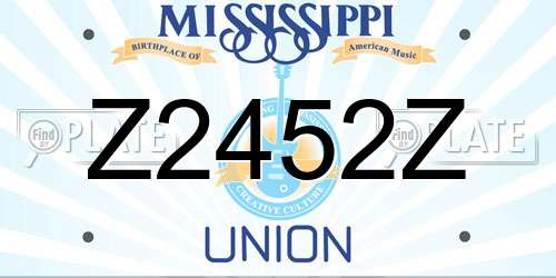 Z2452Z Mississippi License Plate