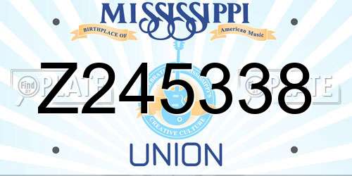Z245338 Mississippi License Plate