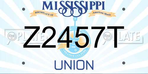 Z2457T Mississippi License Plate
