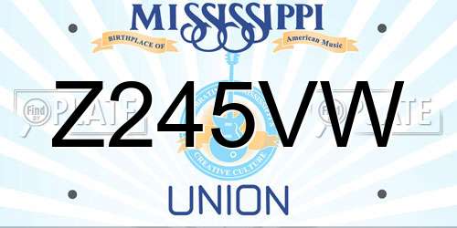 Z245VW Mississippi License Plate