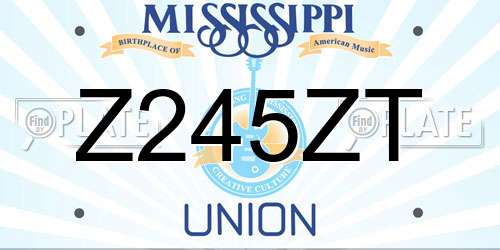 Z245ZT Mississippi License Plate
