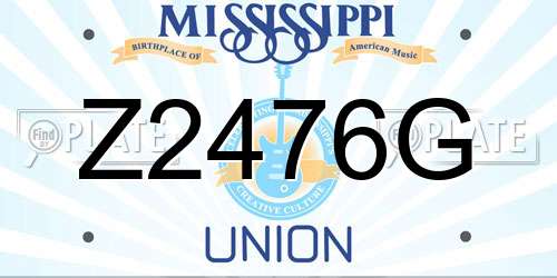Z2476G Mississippi License Plate