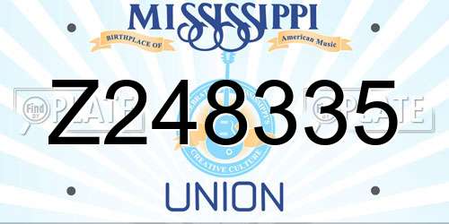 Z248335 Mississippi License Plate