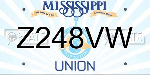 Z248VW Mississippi License Plate