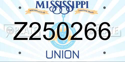Z250266 Mississippi License Plate