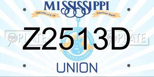 Z2513D Mississippi License Plate