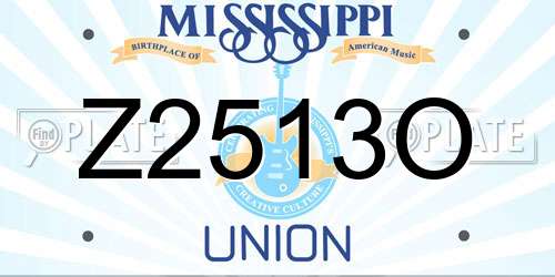 Z2513O Mississippi License Plate