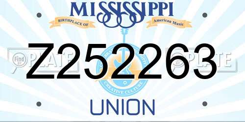 Z252263 Mississippi License Plate