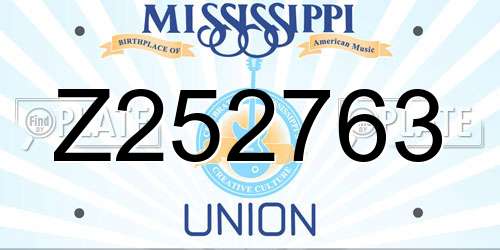 Z252763 Mississippi License Plate