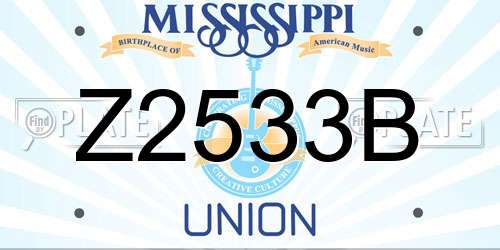 Z2533B Mississippi License Plate