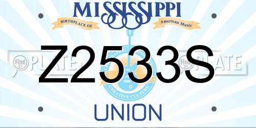 Z2533S Mississippi License Plate